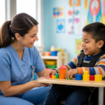 Skilled nurse providing one-on-one care to a child at Tampa PPEC center