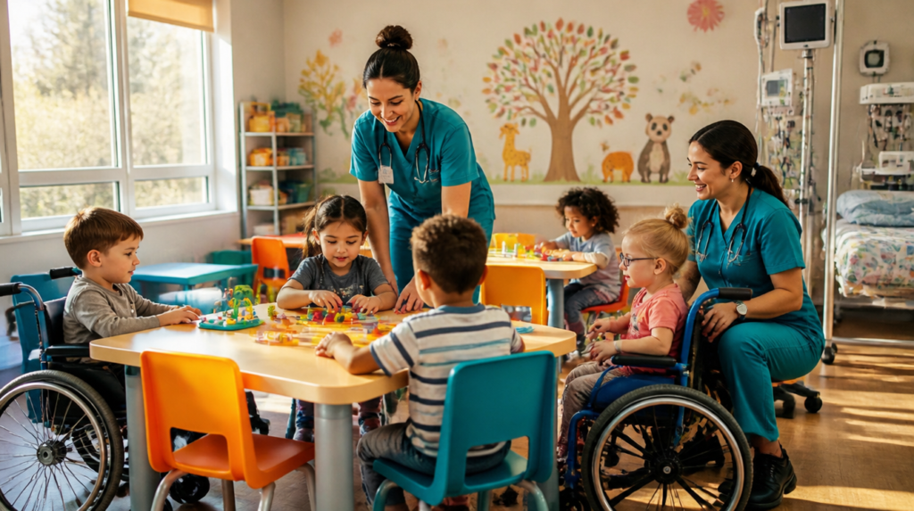 Nurse caring for a child with a tracheostomy at a PPEC program in Tampa FL